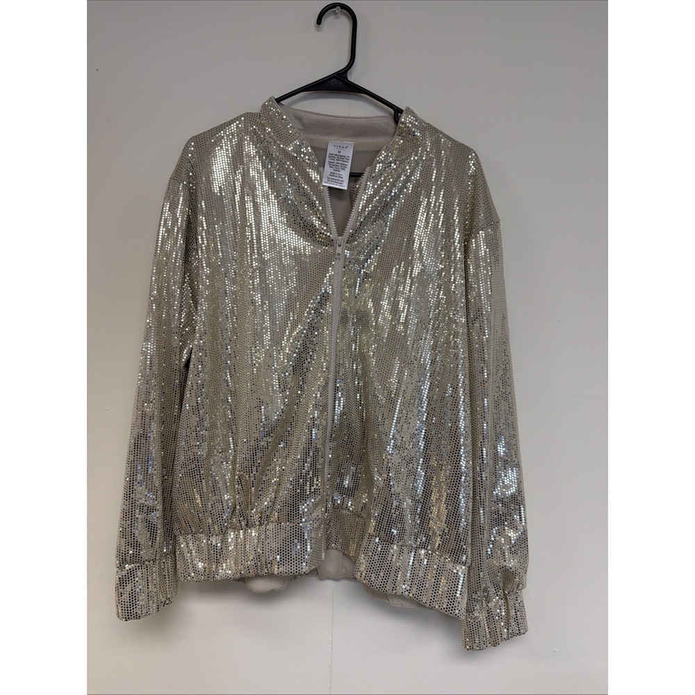 Serra Gold Medium Women's Bomber Sequin Jacket